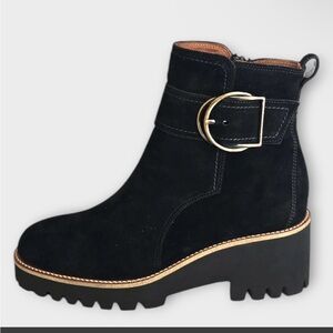 Paul Green “Mara” Boot wedge bootie Black Soft Suede Size 6 US 3.5 UK NWT